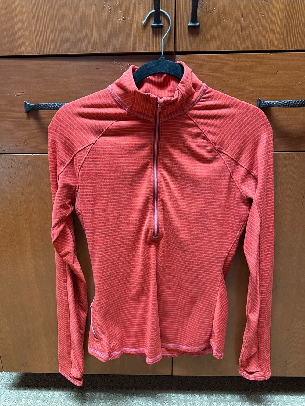 Athleta Coral Red Quarter-Zip Pullover